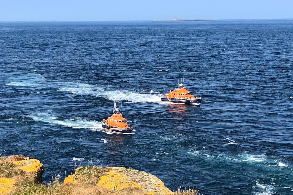 RNLI boats sent out to help kayakers in distress.