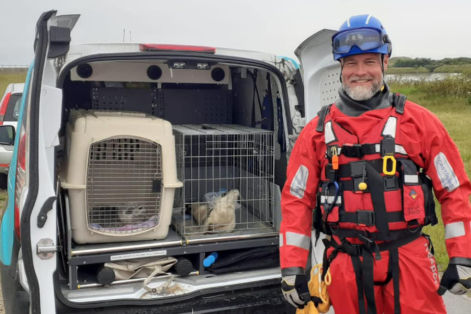 Coastguard Rescue Officers with some of the animal rescues