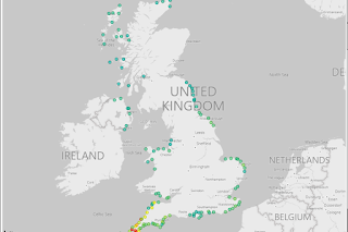 Map showing where Coastguard teams have been required to assist in more mutual aid work with partners.