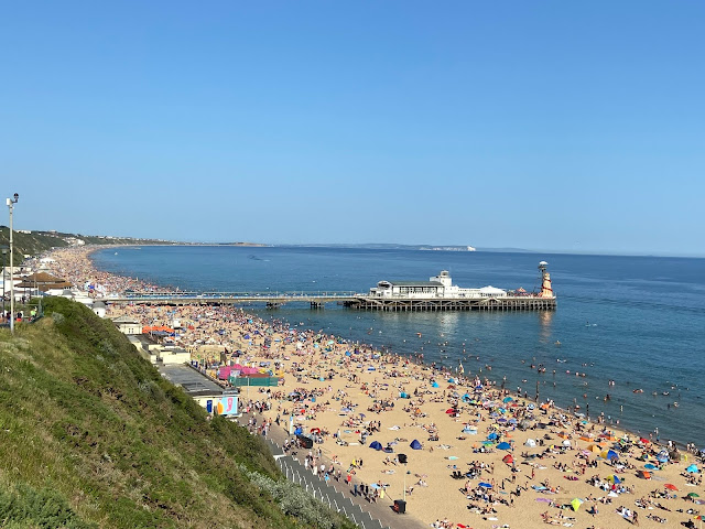 Credit: Susannah Wright. The beach at popular Bournemouth was still busy at 5.30pm on Saturday. 