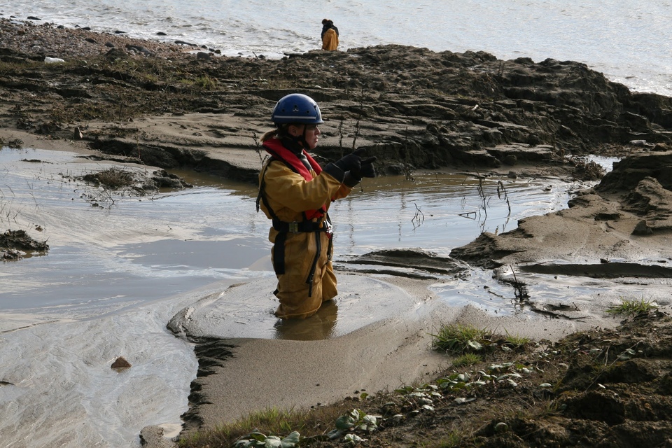 Our teams around the UK train regularly in mud rescue techniques (image taken pre-Covid) 