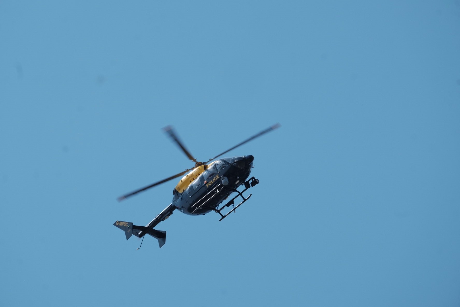 A police helicopter during Exercise Mudlark