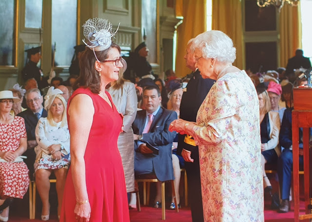 Jane Lee, Maritime Surveillance Specialist for the Maritime and Coastguard Agency, receiving her MBE at Holyrood Palace in Edinburgh in June 2015. Jane said she was 'thrilled and honoured' by the occasion.