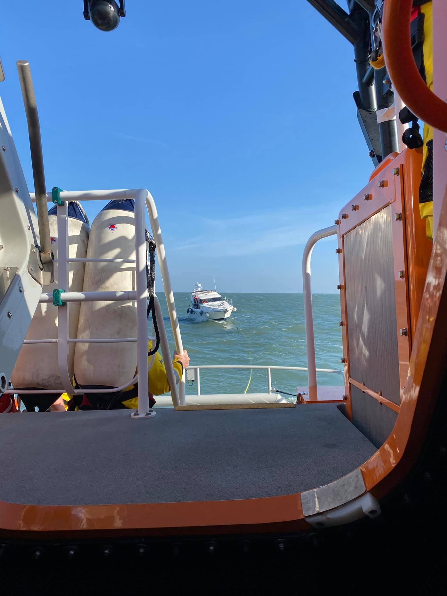 Credit: Mumbles RNLI Lifeboat assisting a motorboat with engine difficulties on Easter Sunday