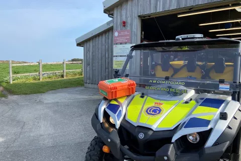 AEDs are now available in emergency response and support vehicles, including this all terrain vehicle.  Credit: Martin Leslie