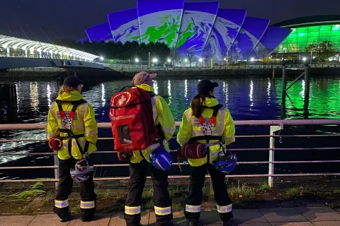 Coastguards on patrol at COP26 at Hillhead.