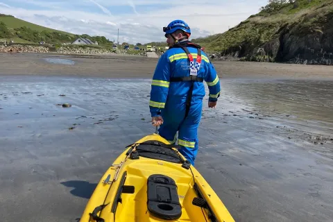 One of the kayaks, after Michael and Jennifer had been rescued