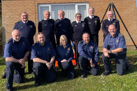 NCI volunteers and members of HM Coastguard outside the Bembridge station they trialed sharing.