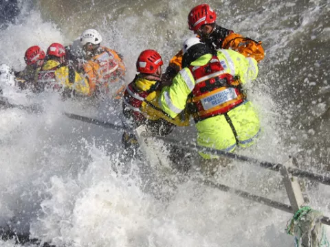 image of our teams training in water rescue (taken pre-Covid)