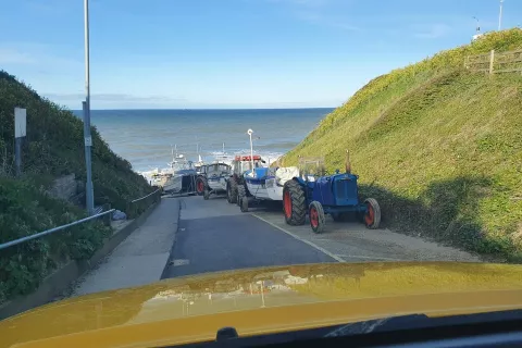 Tractor blocking the beach entrance