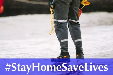 Stay home save lives banner.