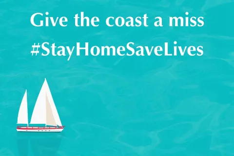 Stay home save lives safety message.