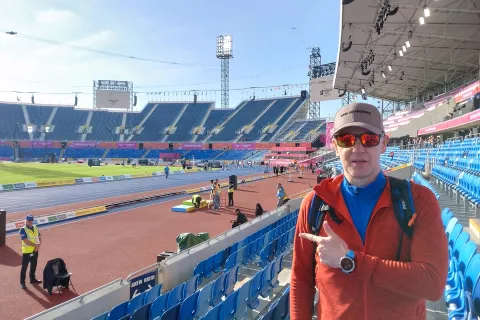 Rob Shenton pictured uses physical activity as an important tool in managing his mental health. After being selected to carry the Queen's Baton Relay for the Birmingham Commonwealth Games 2022, he then attended the event as a spectator