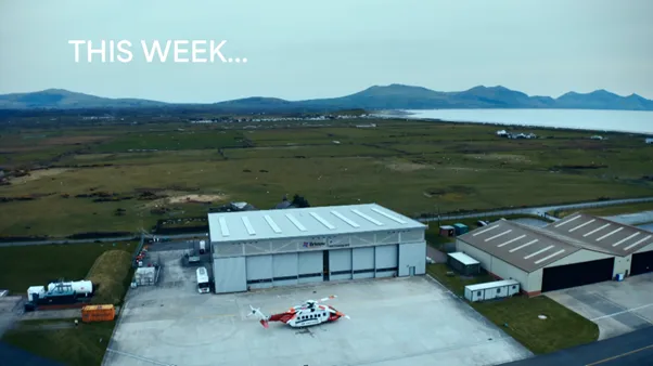 Birds eye view of a HM Coastguard helicopter base