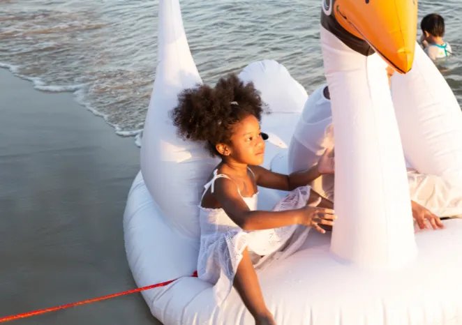 Girl on inflatable