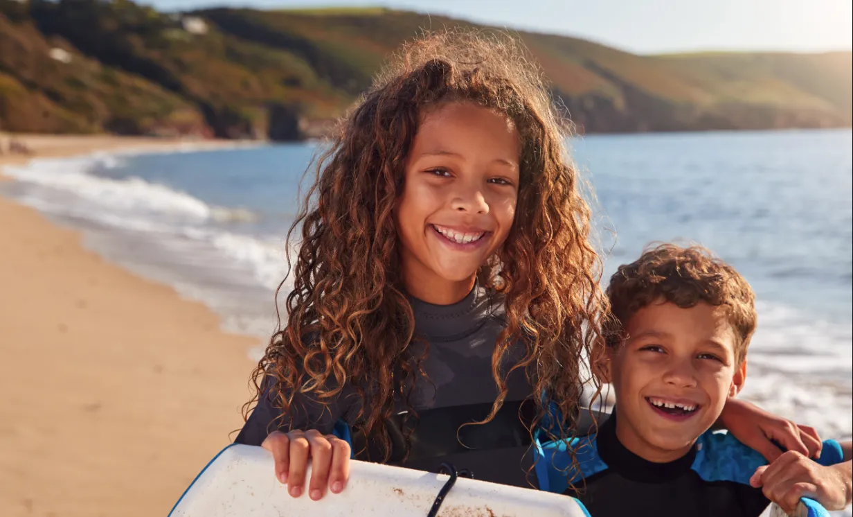 children on beach