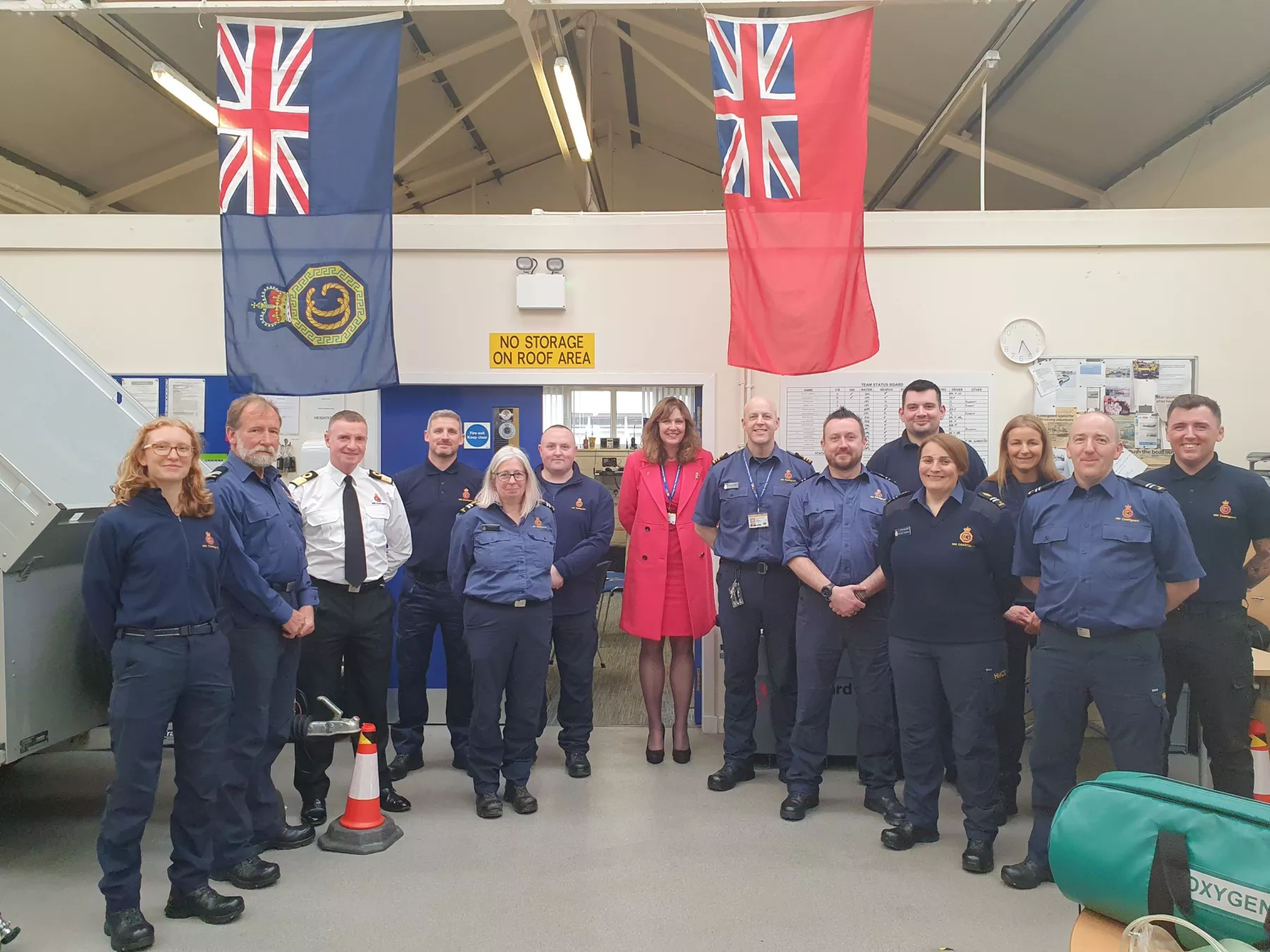 Virginia McVea, CEO of Maritime and Coastguard Agency, with HM Coastguard volunteers in Greenock.