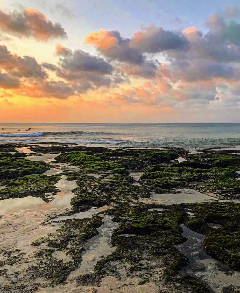 Sunset rock pools at the coast