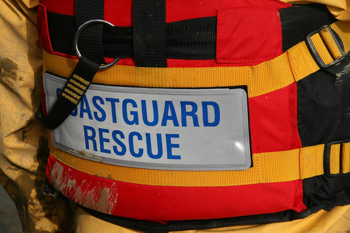 Back of coastguard rescue officer