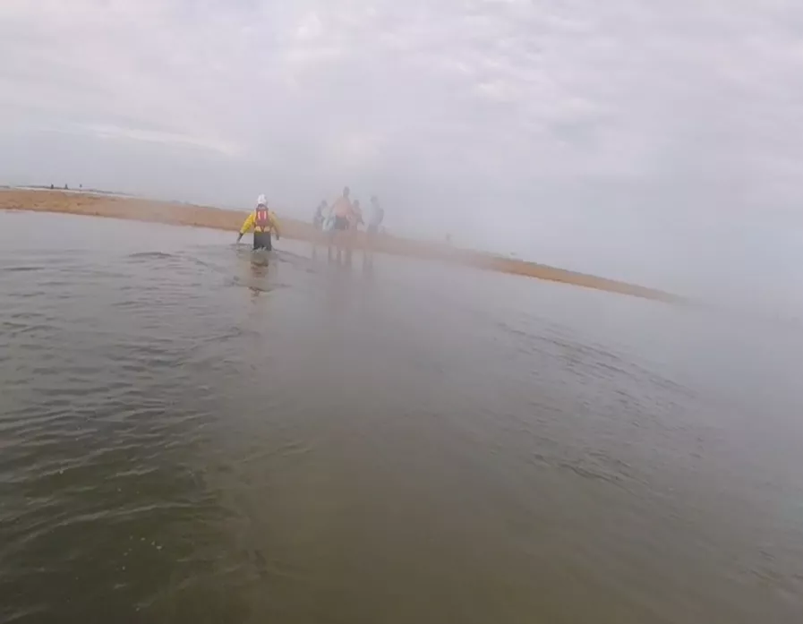 The RNLI and Coastguard rescued up to 120 beach-goers cut off by the tide at Rhyl, picture provided by RNLI 
