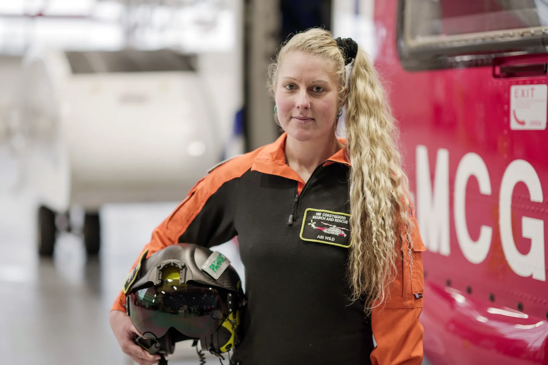 Winch paramedic Abi Wild, HM Coastguard Rescue Helicopter R924