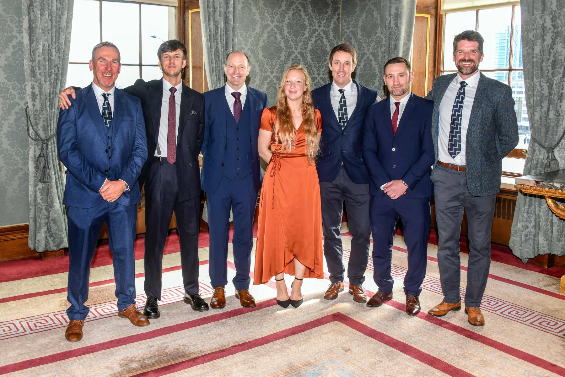 The combined crews of R199 rescue helicopter (Prestwick) at the Fishmongers Hall, London
