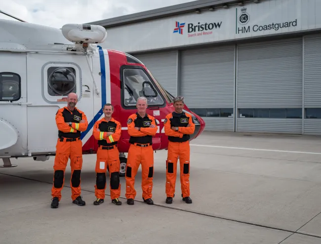 The four-strong crew of the Newquay HM Coastguard search and rescue helicopter