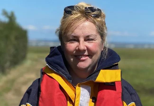 Rachael Perrin pictured wearing a lifejacket