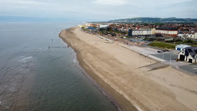 The Denbighshire coastline at Rhyl, North Wales. 