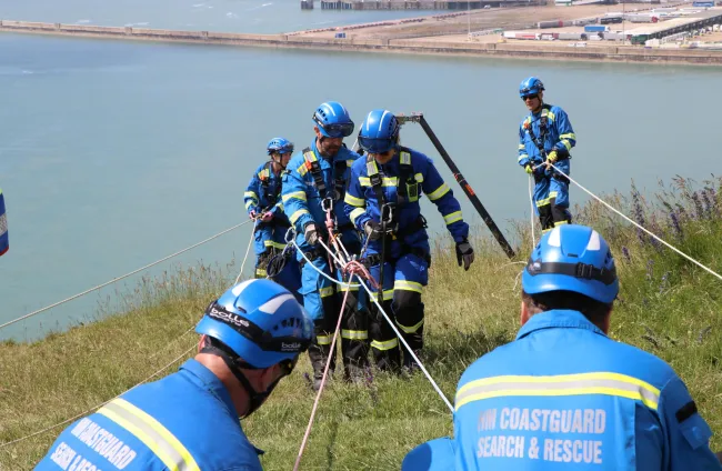 A Coastguard Rescue Team conducting a cliff rescue