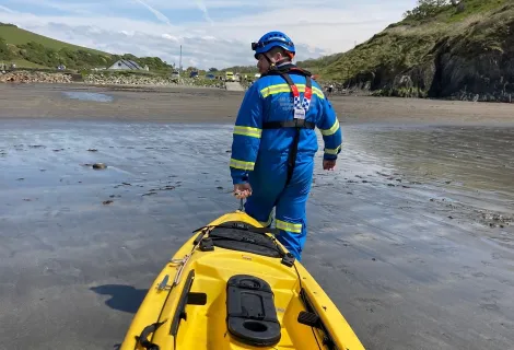 One of the kayaks, after Michael and Jennifer had been rescued