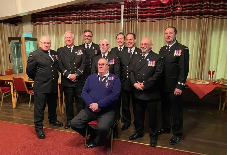 David Paine, front (seated) has hung up his Coastguard lifejacket after 40 years