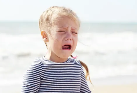 Girl crying on the beach. Picture credit: Shutterstock