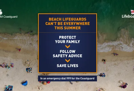 Beach safety message from coastguard and RNLI.