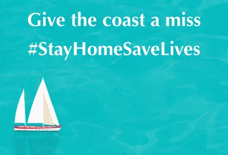 Stay home save lives safety message.