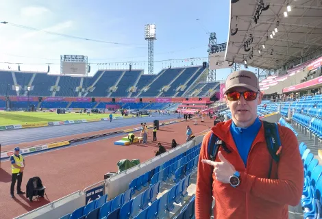 Rob Shenton pictured uses physical activity as an important tool in managing his mental health. After being selected to carry the Queen's Baton Relay for the Birmingham Commonwealth Games 2022, he then attended the event as a spectator