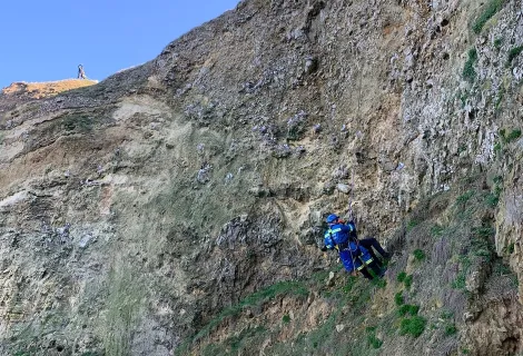 Rope rescue at Marsden in Tyne and Wear