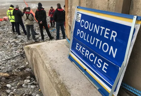 A counter-pollution exercise warning size at a previous operation in Llandudno (Photo: stock image)