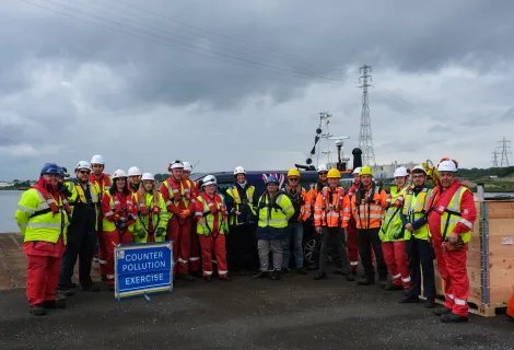 The team at the counter-pollution exercise at the Port of Tyne