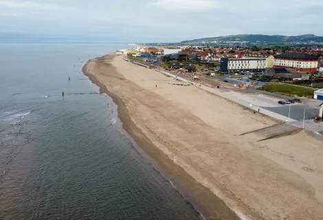 The Denbighshire coastline at Rhyl, North Wales. 