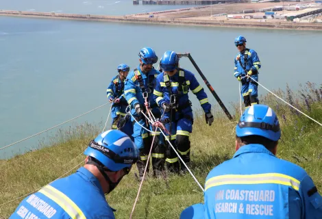 A Coastguard Rescue Team conducting a cliff rescue