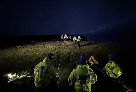 Coastguard preparing for cliff rescue
