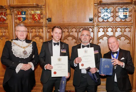 From left are Rt Hon The Lord Mayor Alderman Alastair King, Charlie Brown, Neil Cooper, and Master Air Pilot John Denyer