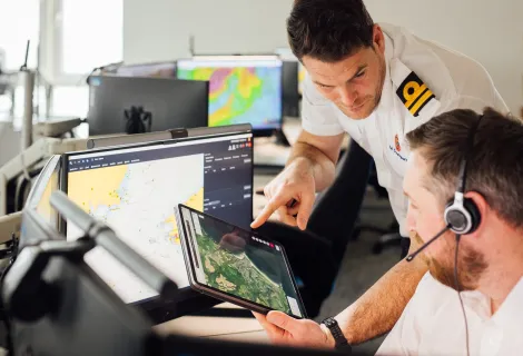 HM Coastguard operations staff working 
