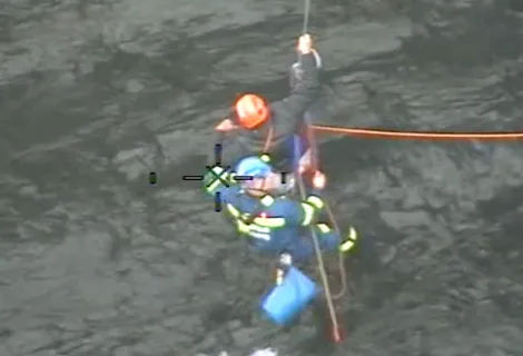 Coastguards rescue a man from rocks at Newquay