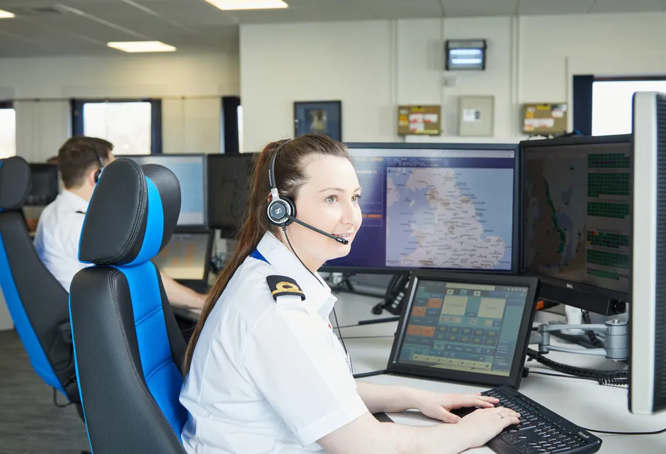 Operator Chloe Mainprize takes a call in the operations room.