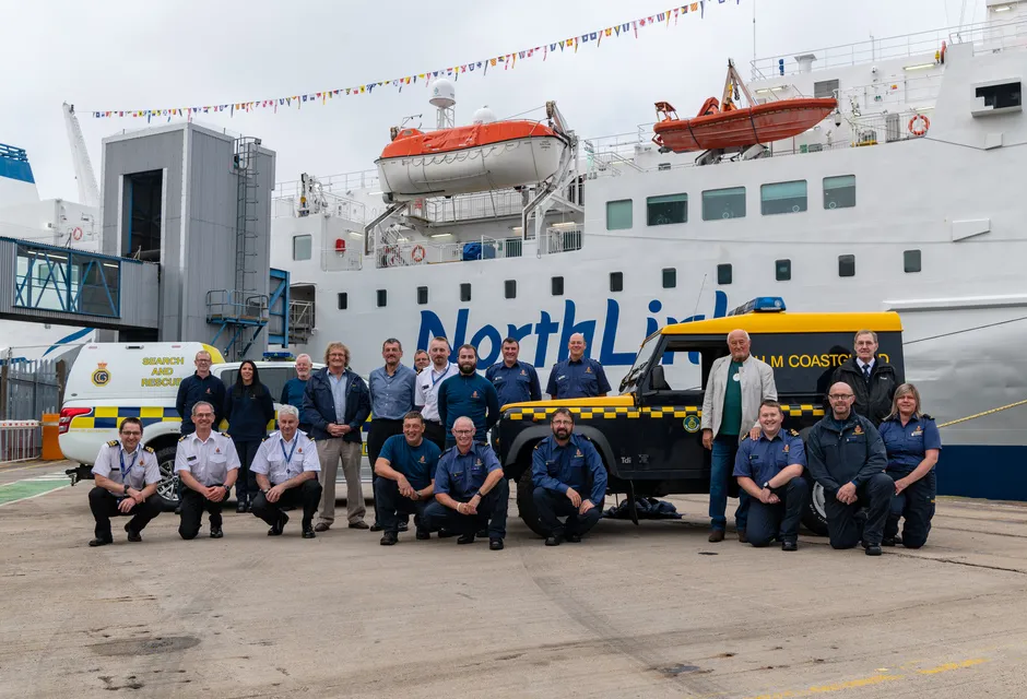 Group picture of some of the coastguard at the Port of Aberdeen