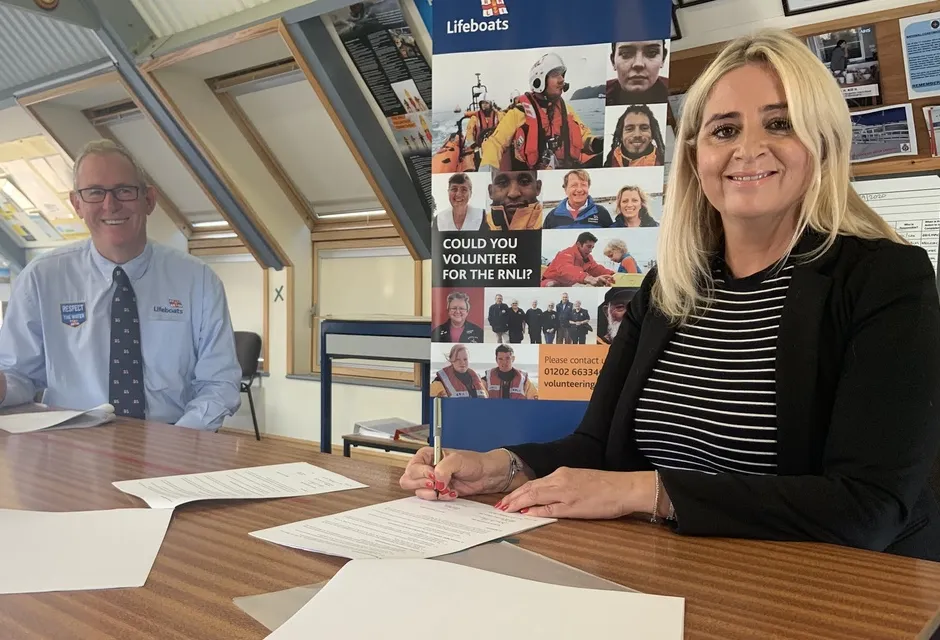 John Payne, Director of Lifesaving Operations for the RNLI, and Claire Hughes, Director of HM Coastguard, met at Dover Lifeboat Station to sign the Memorandum of Understanding.