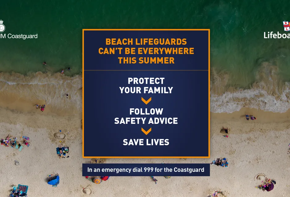 Beach safety message from coastguard and RNLI.
