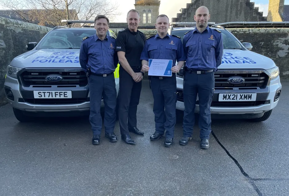Certificate of recognition awarded to Collin Willis, Dave Sweeney and Dan OConnor